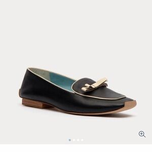 Frances Valentine Black and Cream Bow Loafers